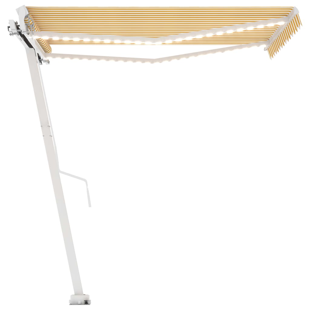 Vidaxl Luifel extensible manuellement avec LED 350x250 cm jaune et blanc