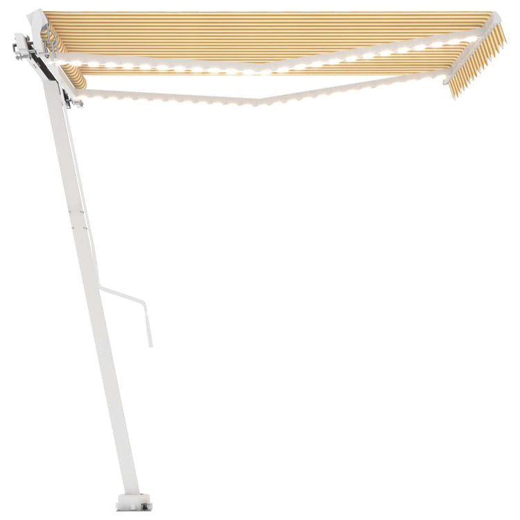 Vidaxl Luifel extensible manuellement avec LED 350x250 cm jaune et blanc