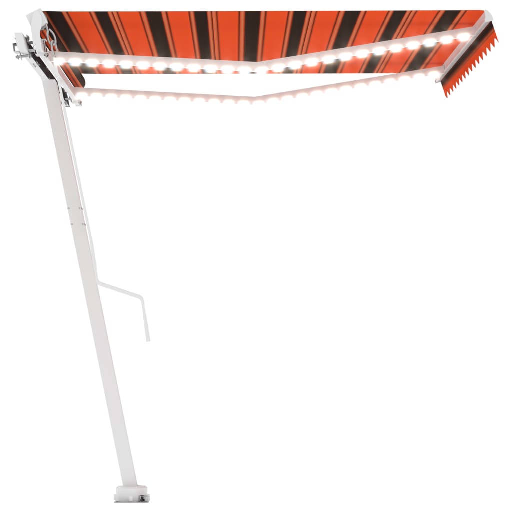 Vidaxl luifel extensible manuellement avec LED 350x250 cm orange et marron