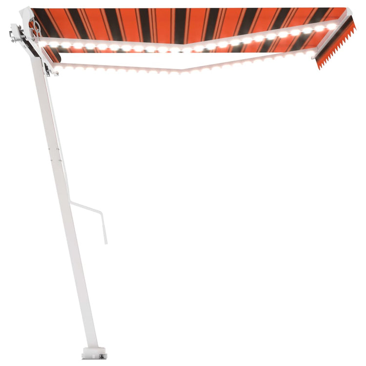 Vidaxl luifel extensible manuellement avec LED 350x250 cm orange et marron