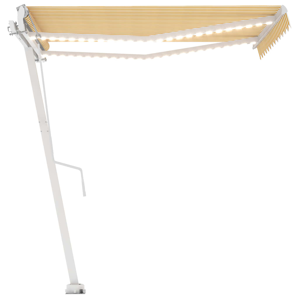 Vidaxl Luifel Automatique avec led et capteur de vent 350x250 cm jaune et blanc