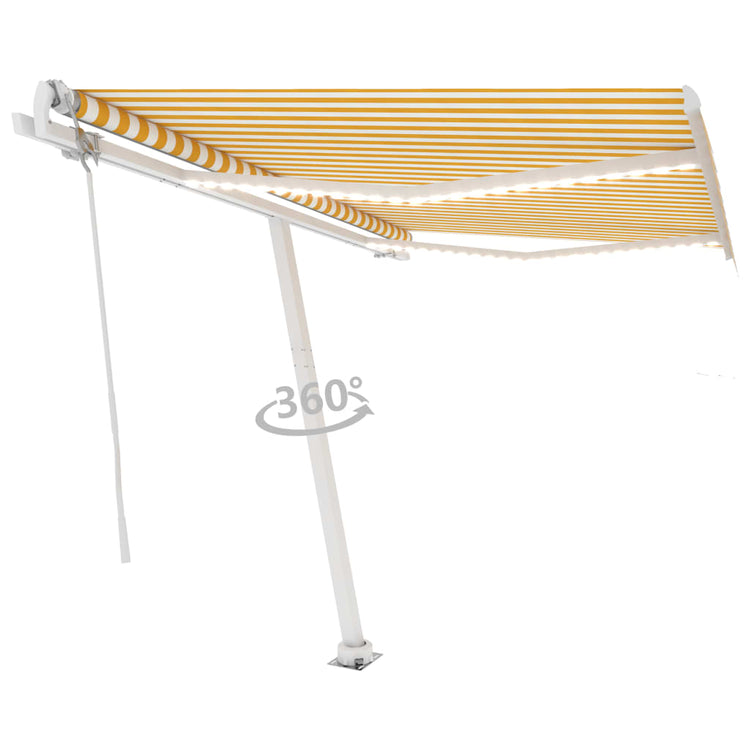 Vidaxl Luifel Automatique avec led et capteur de vent 350x250 cm jaune et blanc