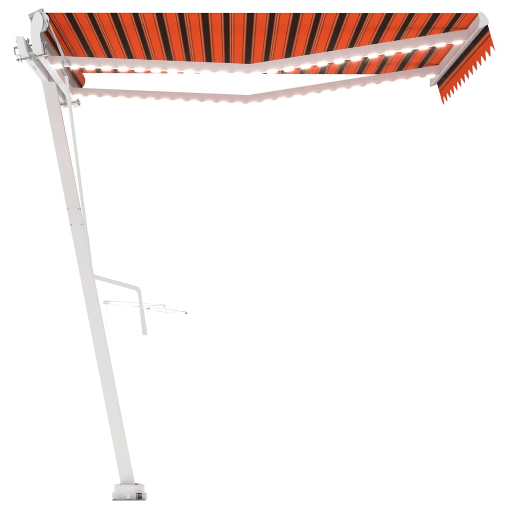 Vidaxl Luifel Automatique avec capteur de vent LED 350x250 cm Brun orange
