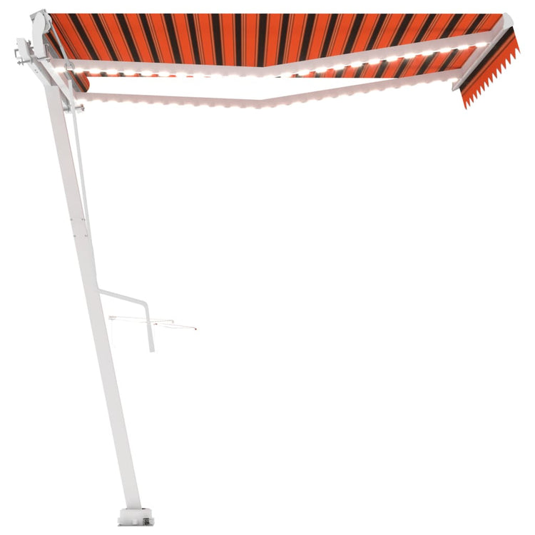 Vidaxl Luifel Automatique avec capteur de vent LED 350x250 cm Brun orange