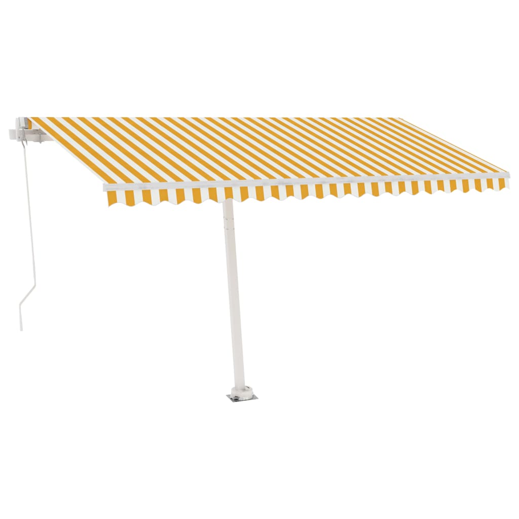 Vidaxl Luifel extensible manuellement avec LED 400x300 cm jaune et blanc