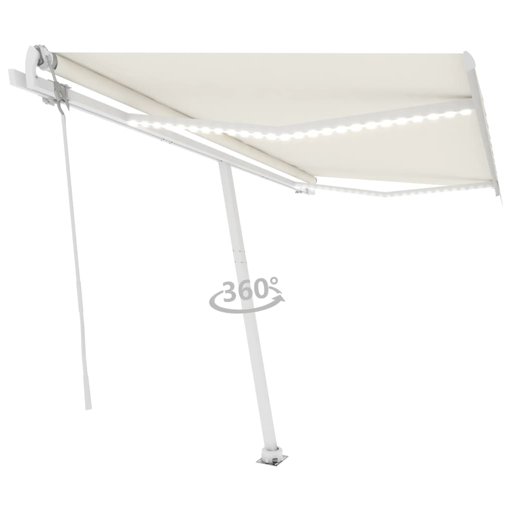 Vidaxl Luifel Automatique avec led et capteur de vent 400x300 cm couleur crème