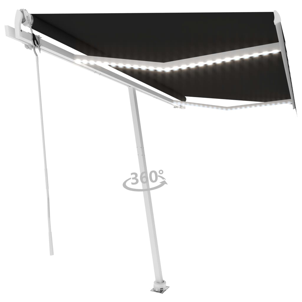 Vidaxl luifel automatique avec led et capteur de vent 400x300 cm anthracite