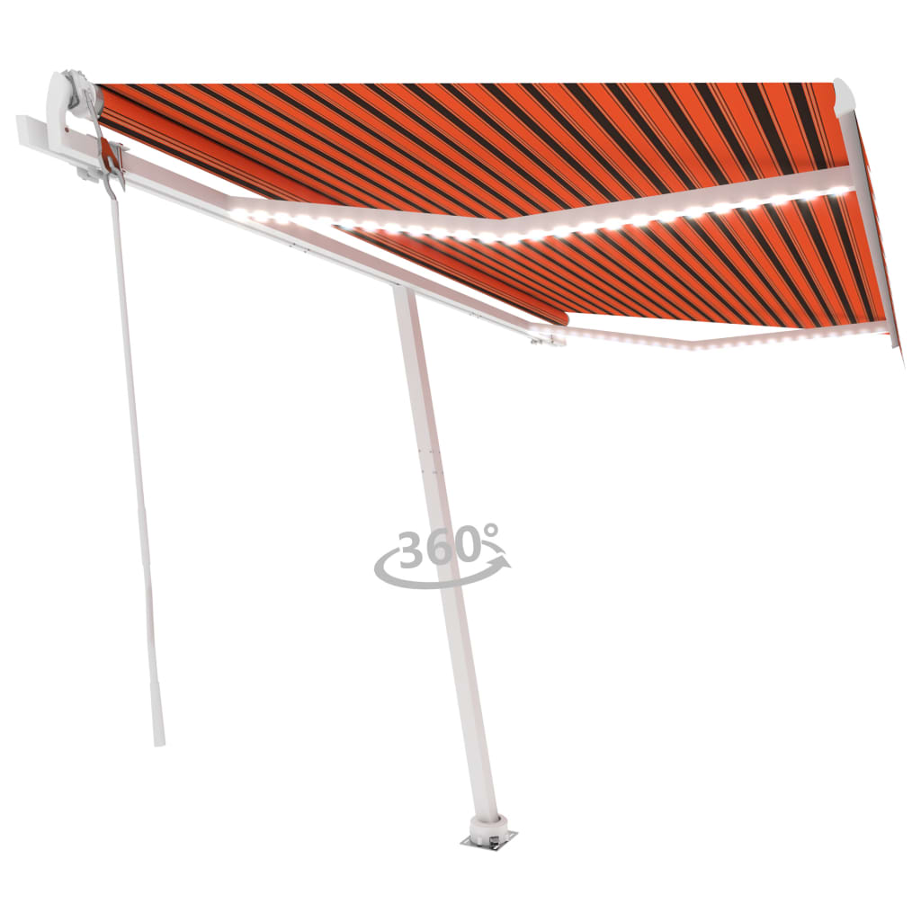 Vidaxl Luifel Automatique avec capteur de vent LED 400x300 cm Brun orange