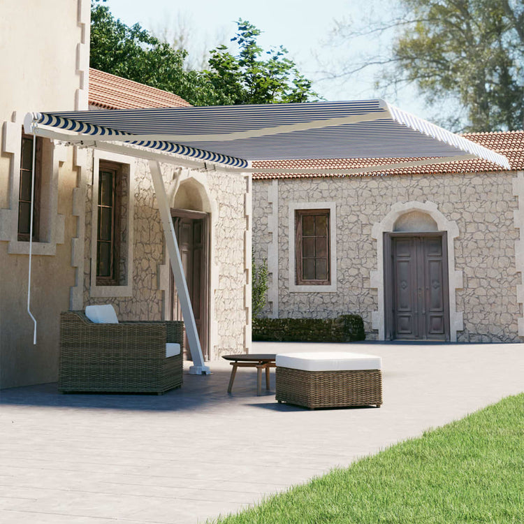 Vidaxl Laifel détaché étend manuellement 450x300 cm bleu et blanc