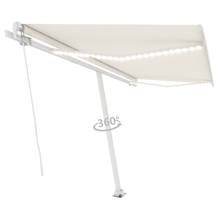 Vidaxl Luifel extensible manuellement avec la Crème à LED 450x300 cm -Colore