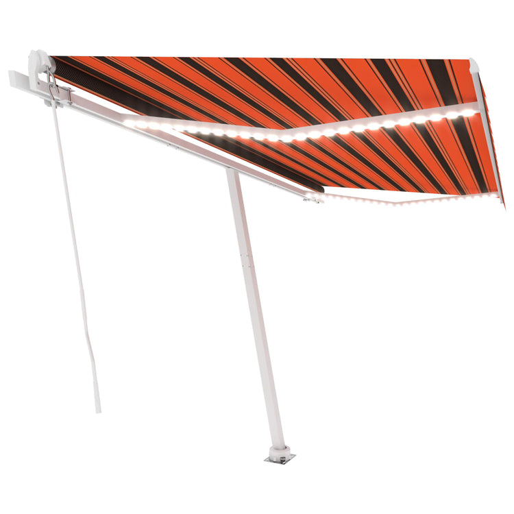 Vidaxl Luifel extensible manuellement avec LED 450x300 cm orange et brun