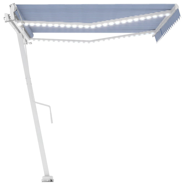 Vidaxl luifel automatique avec led et capteur de vent 450x300 cm blanc bleu