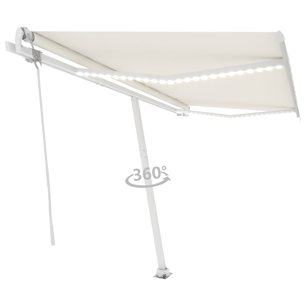 Vidaxl Luifel Automatique avec led et capteur de vent 450x300 cm couleur crème