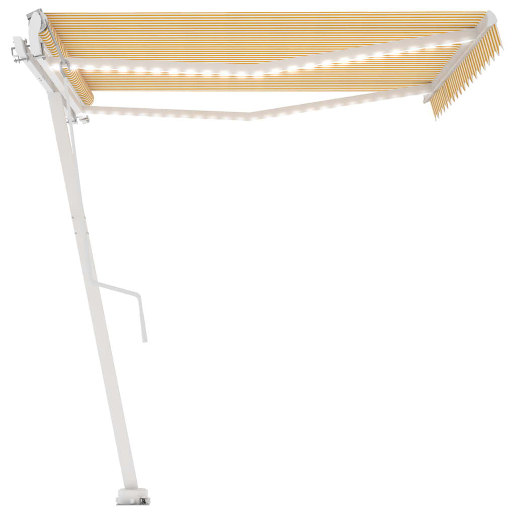 Vidaxl Luifel Automatique avec led et capteur de vent 450x300 cm jaune et blanc