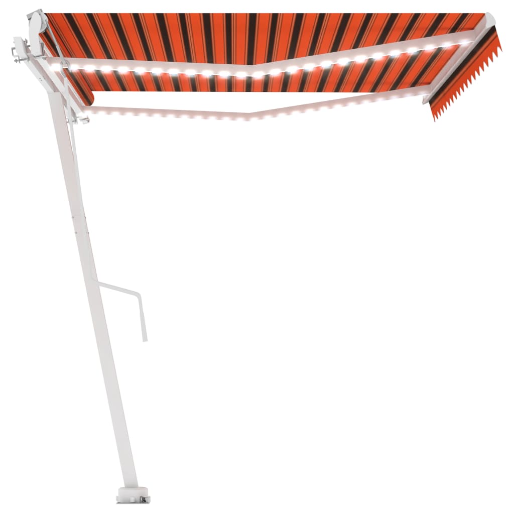 Vidaxl Luifel Automatique avec capteur de vent LED 450x300 cm Brun orange