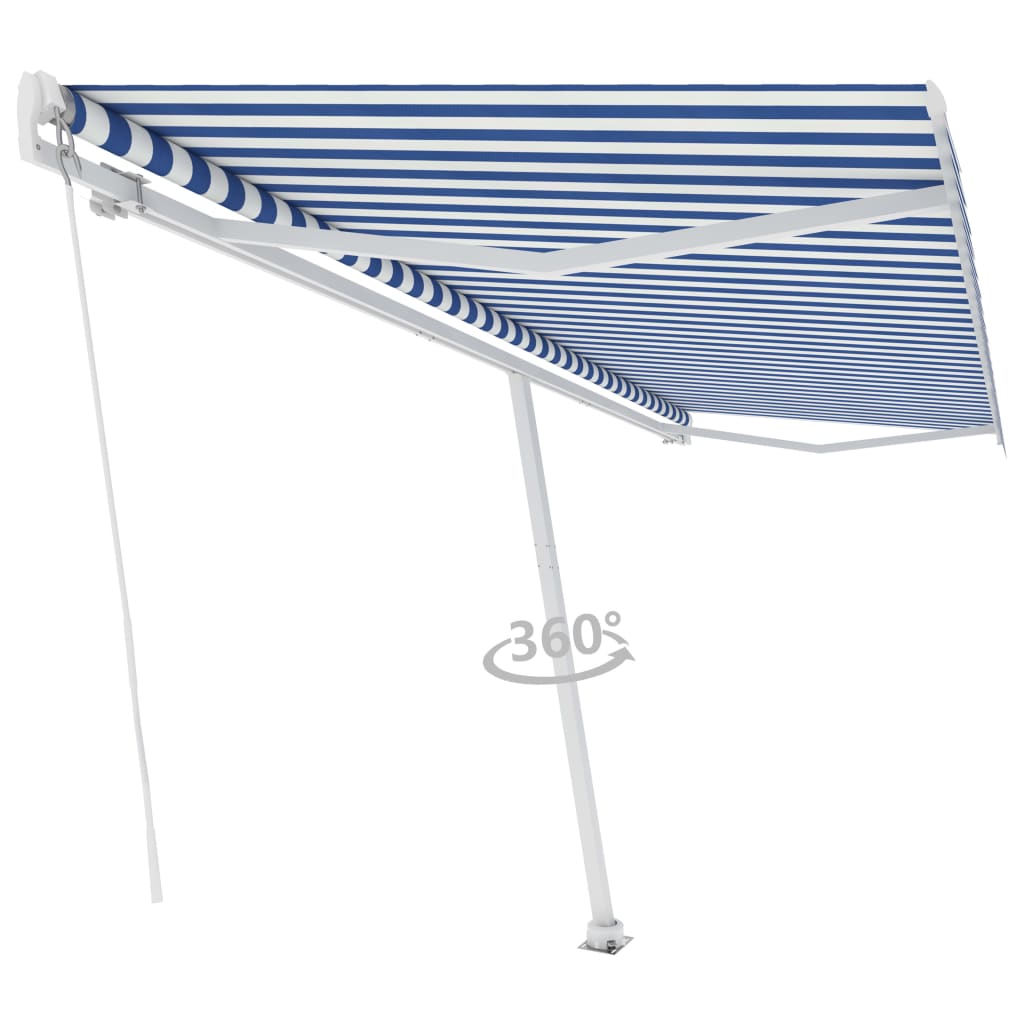 Vidaxl Luifel détaché étend manuellement 500x300 cm bleu et blanc