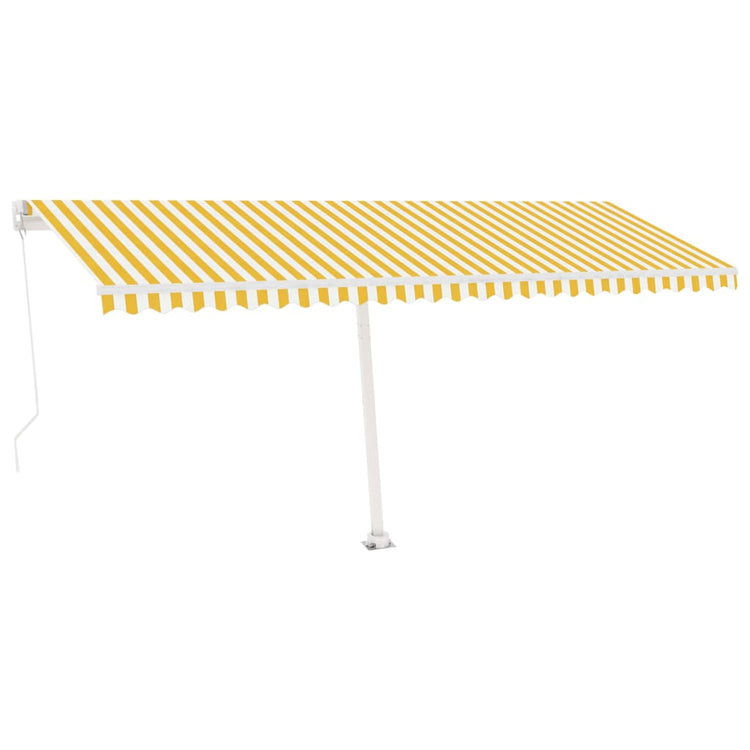 Vidaxl Luifel détaché étend manuellement 500x300 cm jaune et blanc