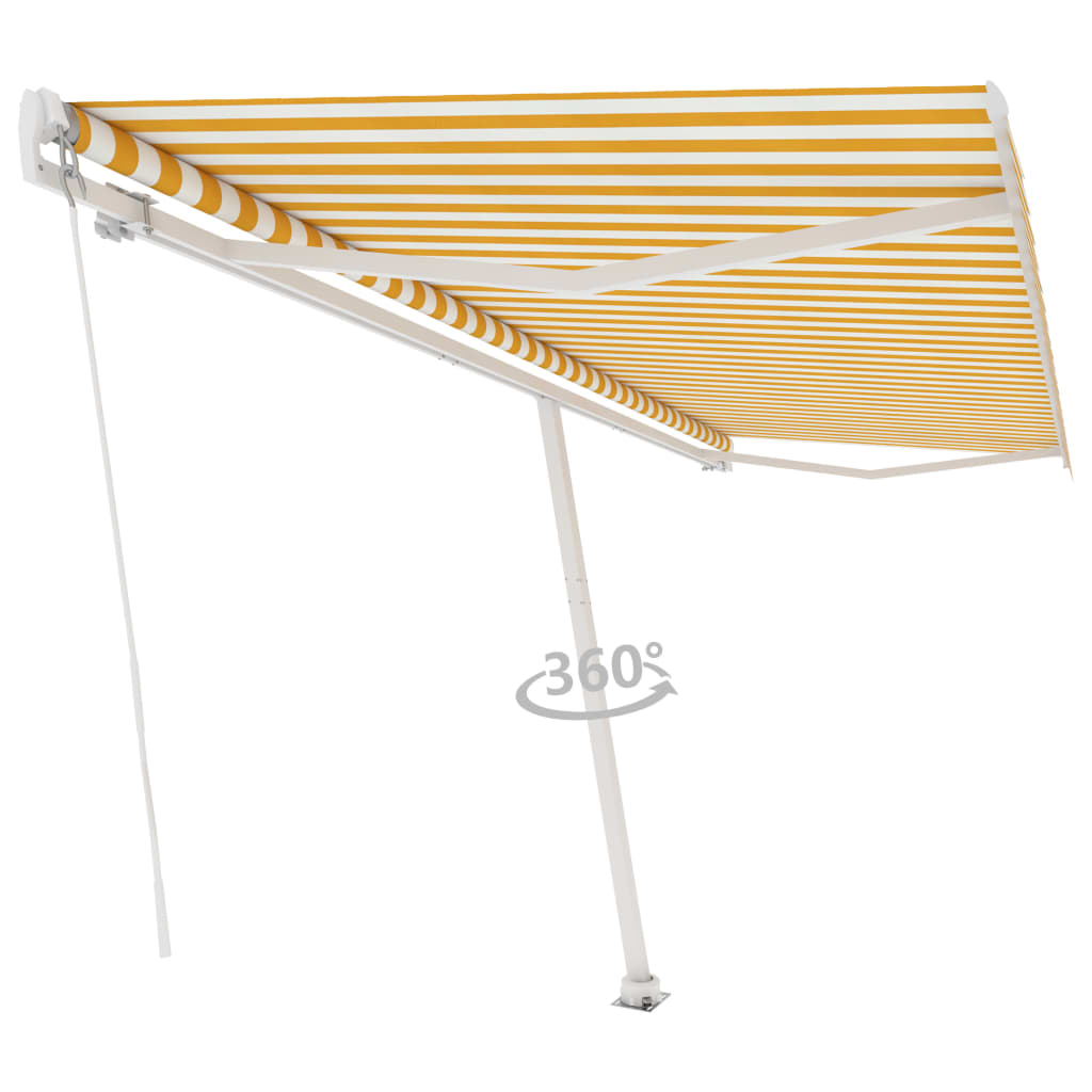 Vidaxl Luifel détaché étend manuellement 500x300 cm jaune et blanc