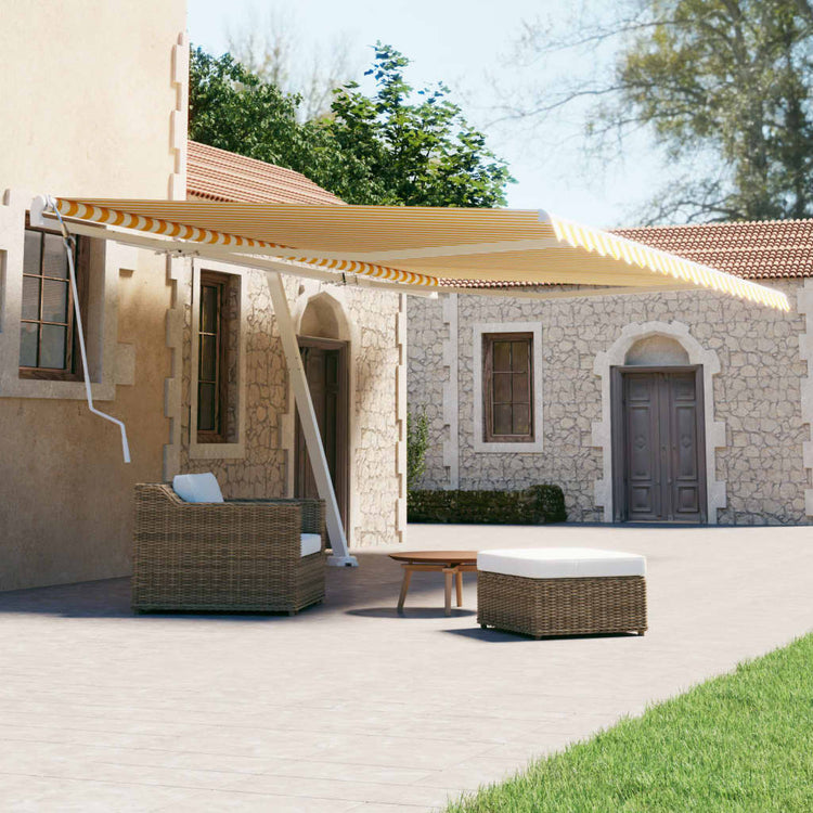 Vidaxl Luifel détaché étend manuellement 500x300 cm jaune et blanc