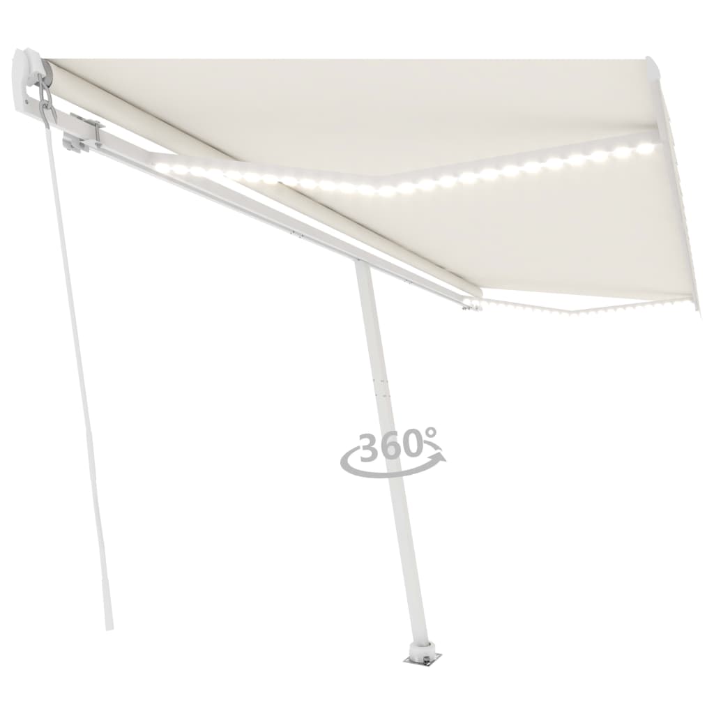 Vidaxl Luifel extensible manuellement avec la Crème LED 500x300 cm -Colored