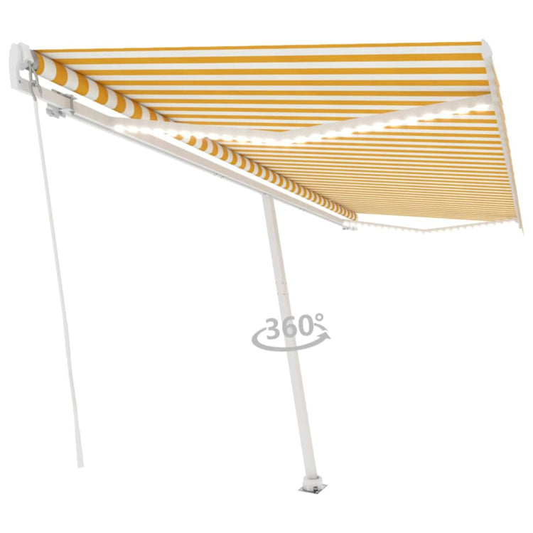 Vidaxl luifel extensible manuellement avec LED 500x300 cm jaune et blanc