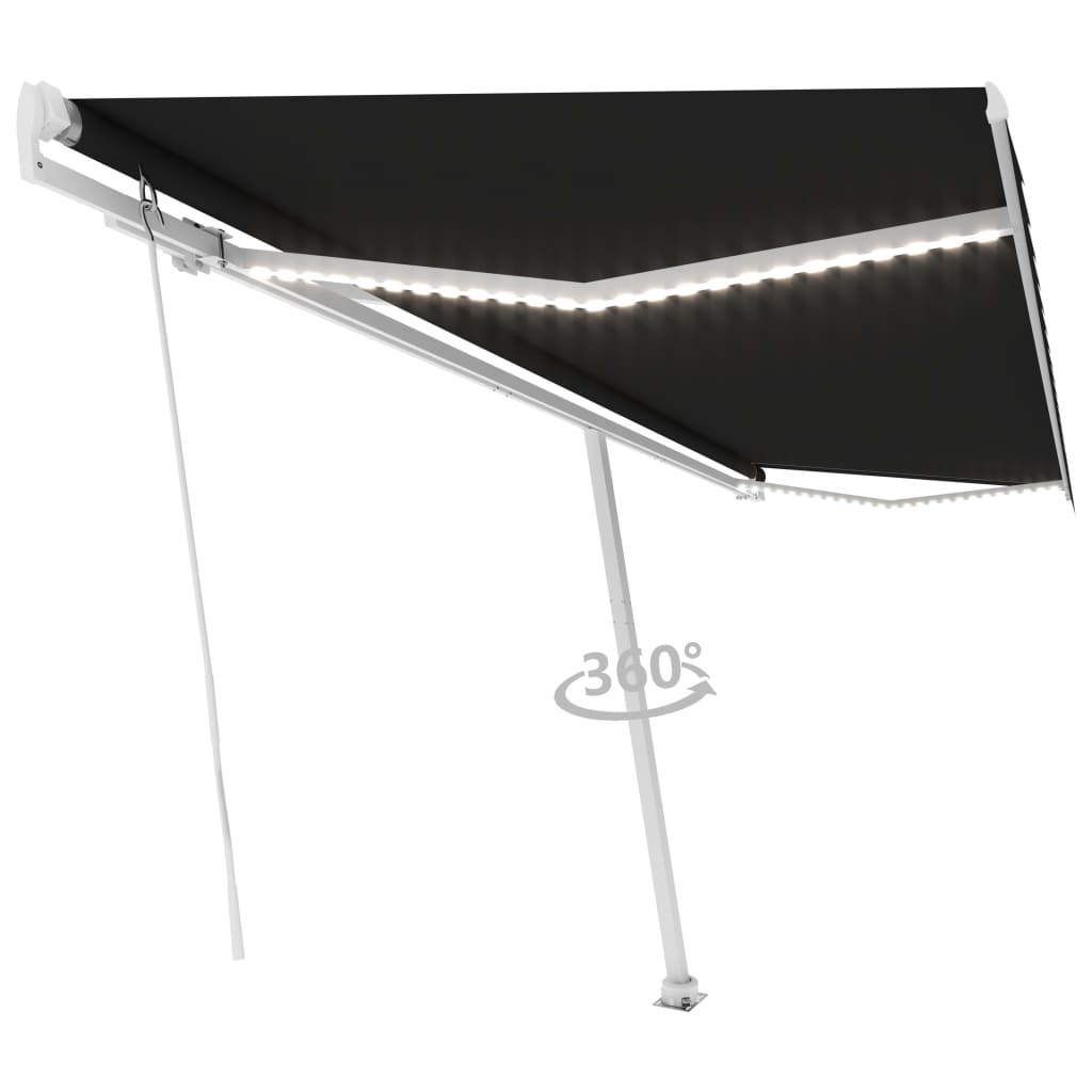 Vidaxl Luifel extensible manuellement avec une couleur anthracite LED 500x300 cm