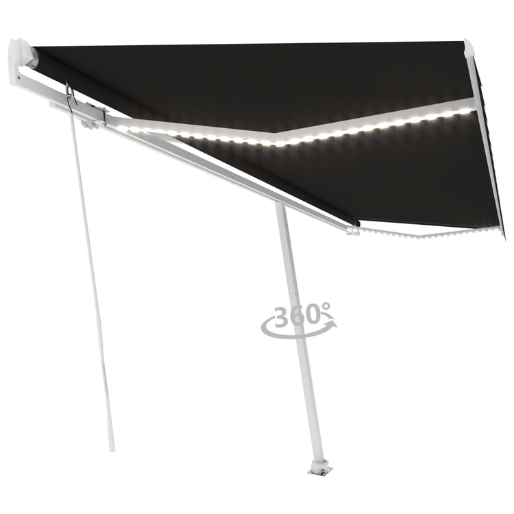 Vidaxl Luifel extensible manuellement avec une couleur anthracite LED 500x300 cm