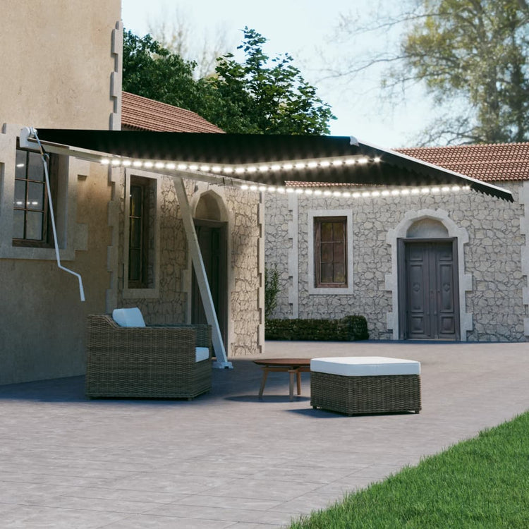Vidaxl Luifel extensible manuellement avec une couleur anthracite LED 500x300 cm