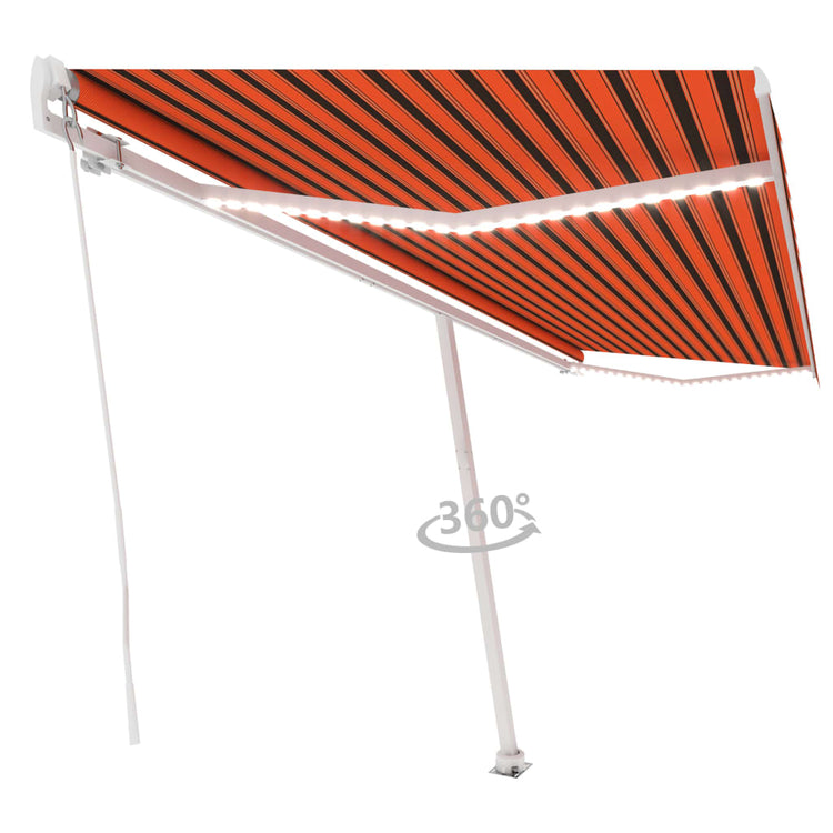 Vidaxl Luifel extensible manuellement avec LED 500x300 cm orange et marron
