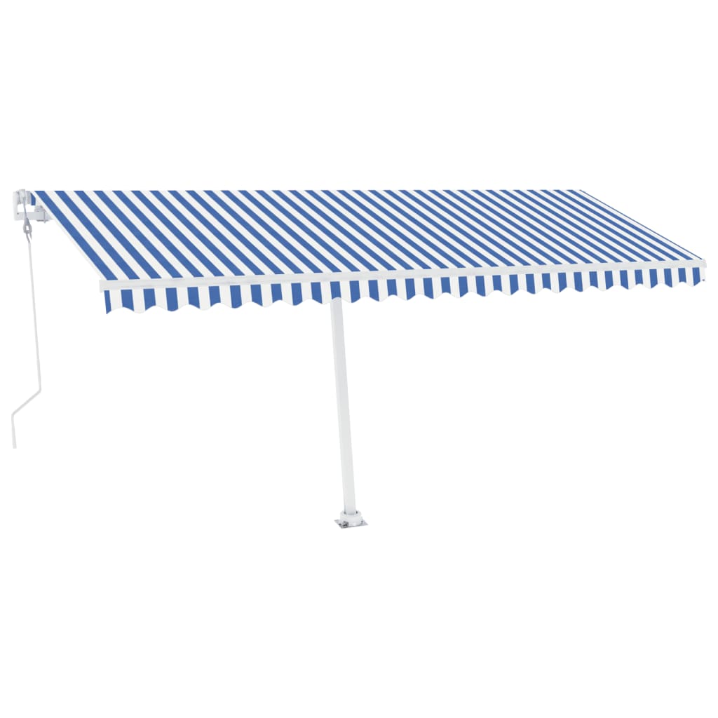 Vidaxl luifel automatique avec led et capteur de vent 500x300 cm blanc bleu