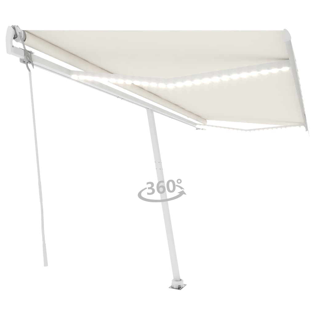 Vidaxl Luifel Automatique avec led et capteur de vent 500x300 cm couleur crème