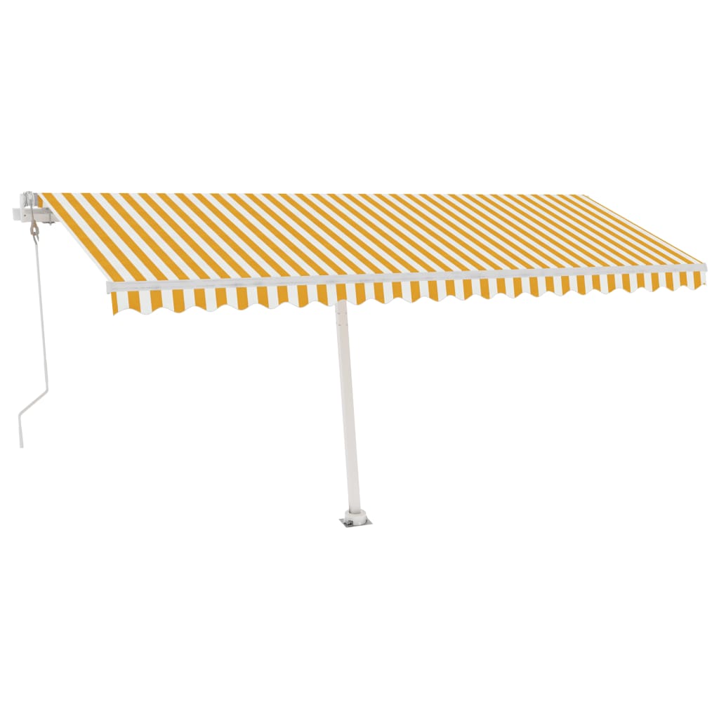 Vidaxl Luifel automatique avec led et capteur de vent 500x300 cm jaune et blanc
