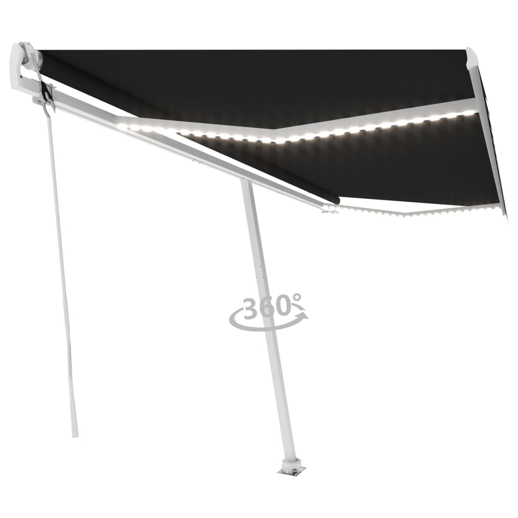 Vidaxl luifel automatique avec led et capteur de vent 500x300 cm anthracite