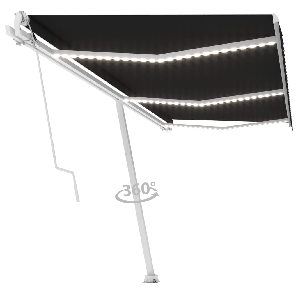 Vidaxl Luifel Automatique avec led et capteur de vent 600x300 cm anthracite