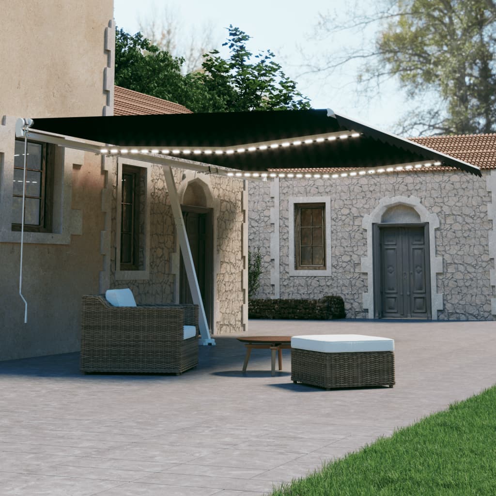 Vidaxl Luifel Automatique avec led et capteur de vent 600x300 cm anthracite