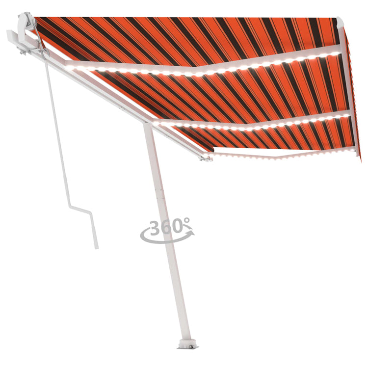 Vidaxl Luifel Automatique avec capteur de vent LED 600x300 cm Brun orange