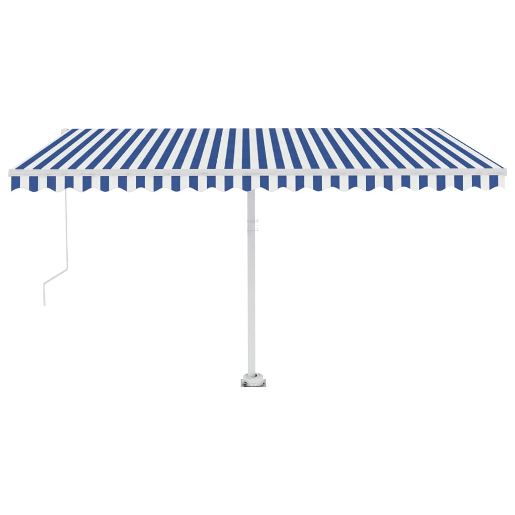 Vidaxl Luifel extensible manuellement avec LED 400x350 cm bleu et blanc
