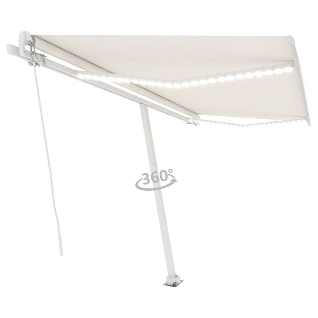 Vidaxl Luifel extensible manuellement avec la Crème LED 400x350 cm -Colored