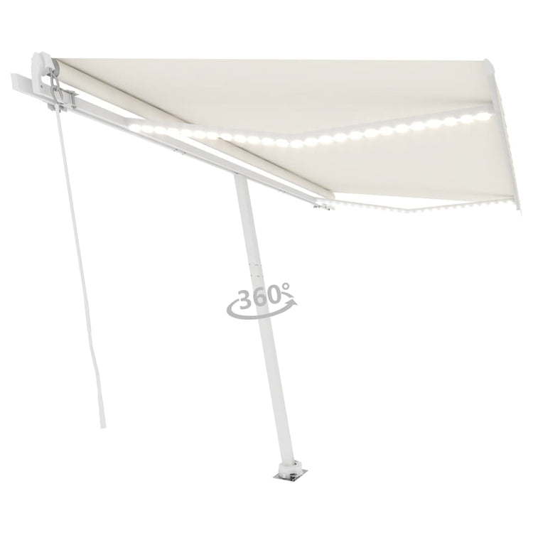 Vidaxl Luifel extensible manuellement avec la Crème LED 400x350 cm -Colored