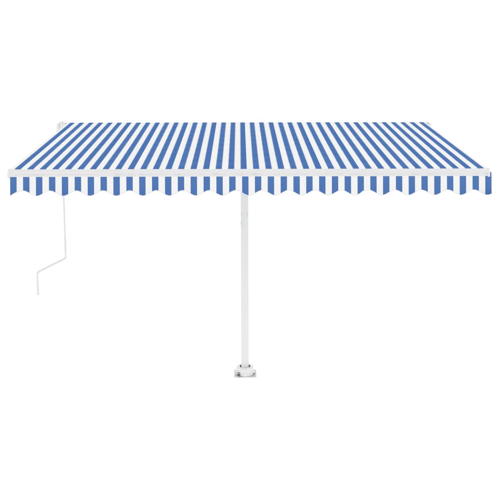 Vidaxl luifel automatique avec led et capteur de vent 400x350 cm blanc bleu