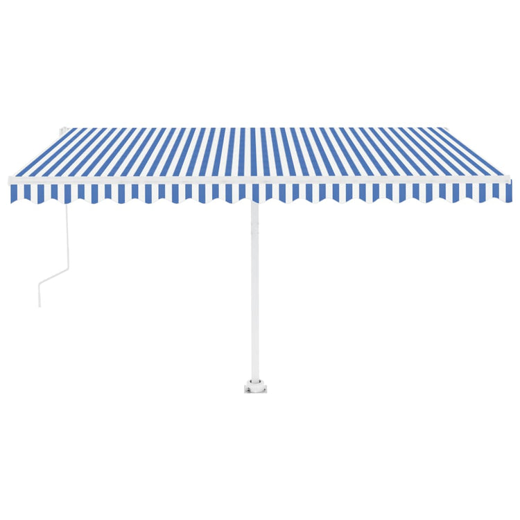 Vidaxl luifel automatique avec led et capteur de vent 400x350 cm blanc bleu