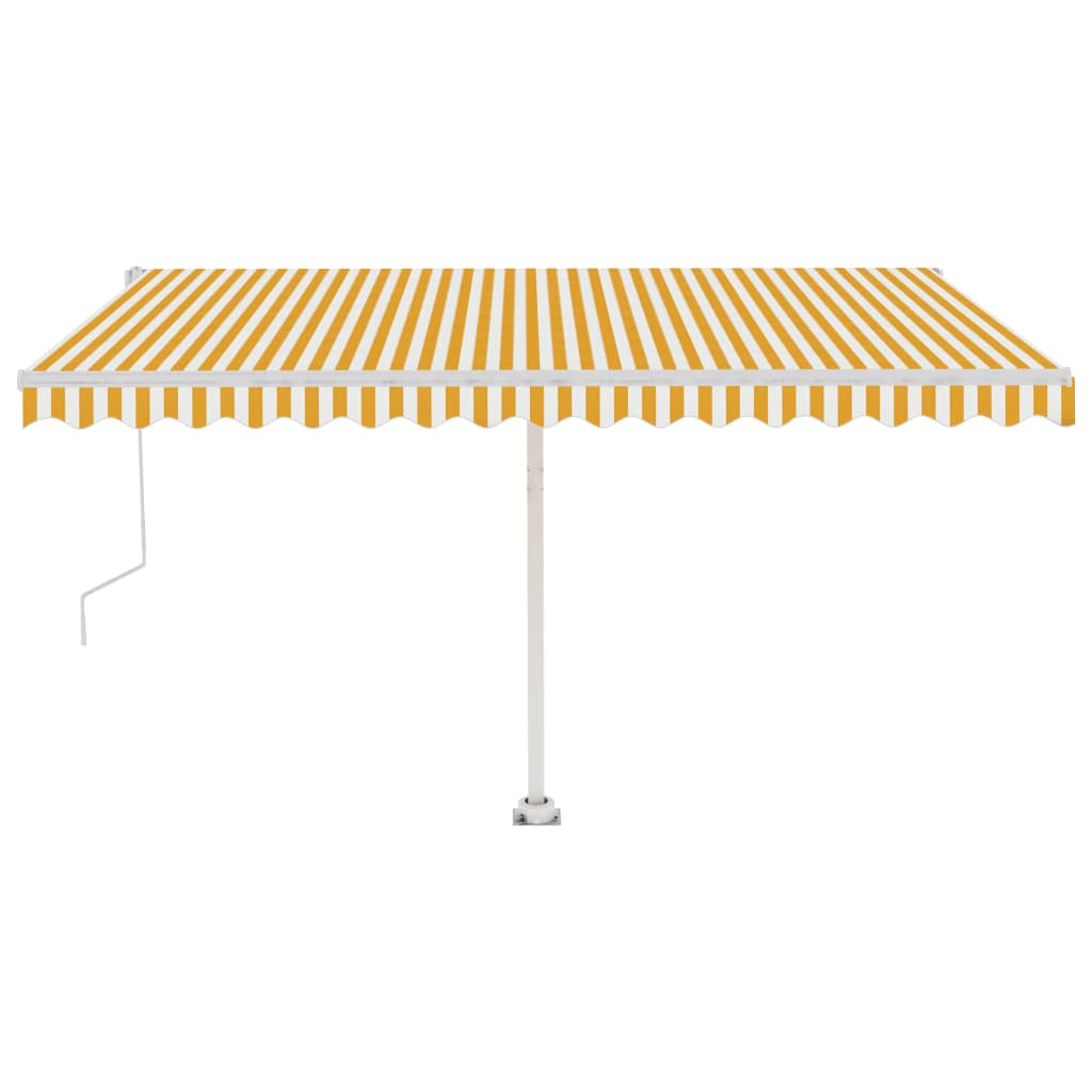 Vidaxl Luifel automatique avec led et capteur de vent 400x350 cm jaune et blanc