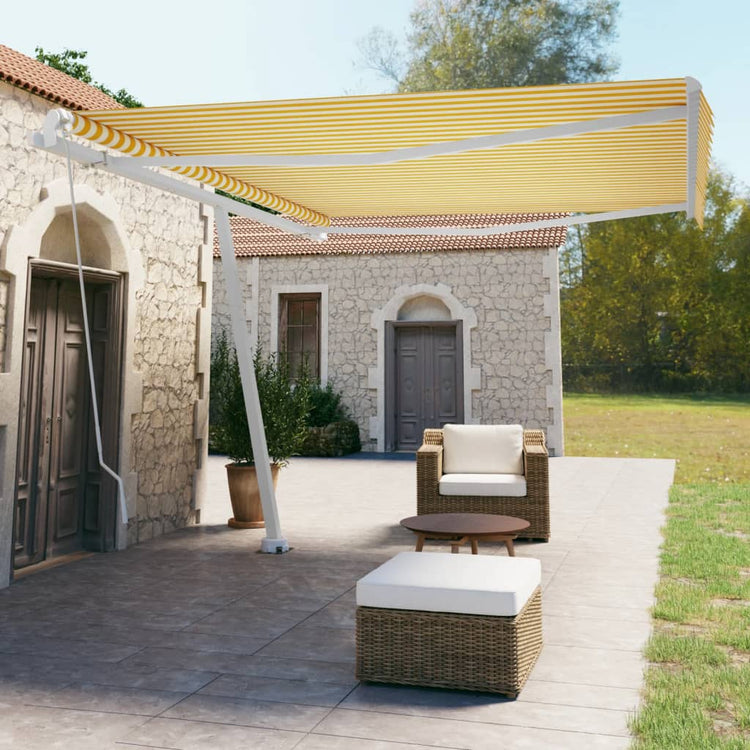 Vidaxl Laifel détaché étend manuellement 450x350 cm jaune et blanc