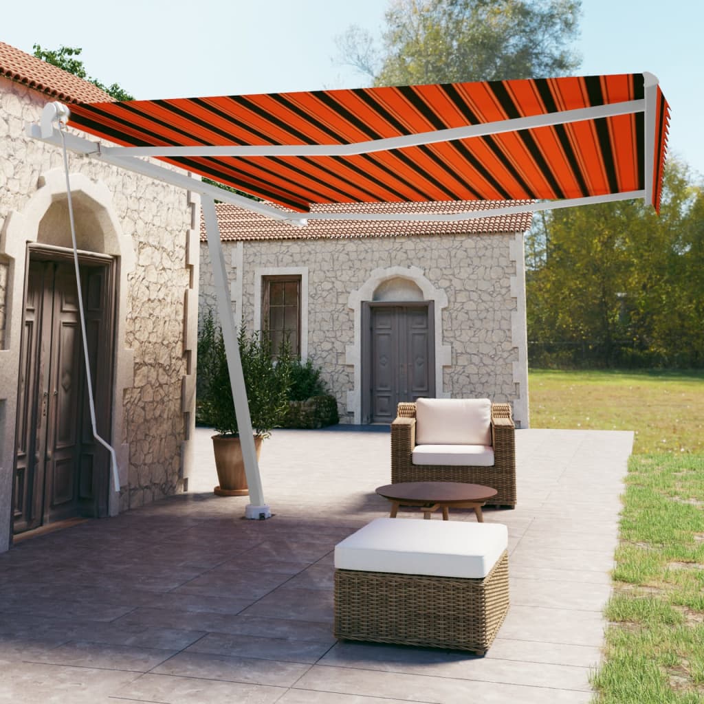 Vidaxl Luifel détaché étend manuellement 450x350 cm en brun orange