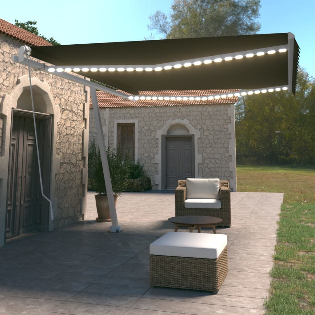 Vidaxl Luifel extensible manuellement avec une couleur anthracite LED 450x350 cm