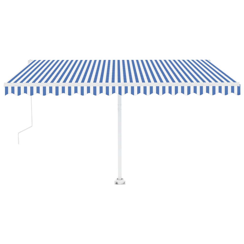 Vidaxl luifel automatique avec led et capteur de vent 450x350 cm blanc bleu