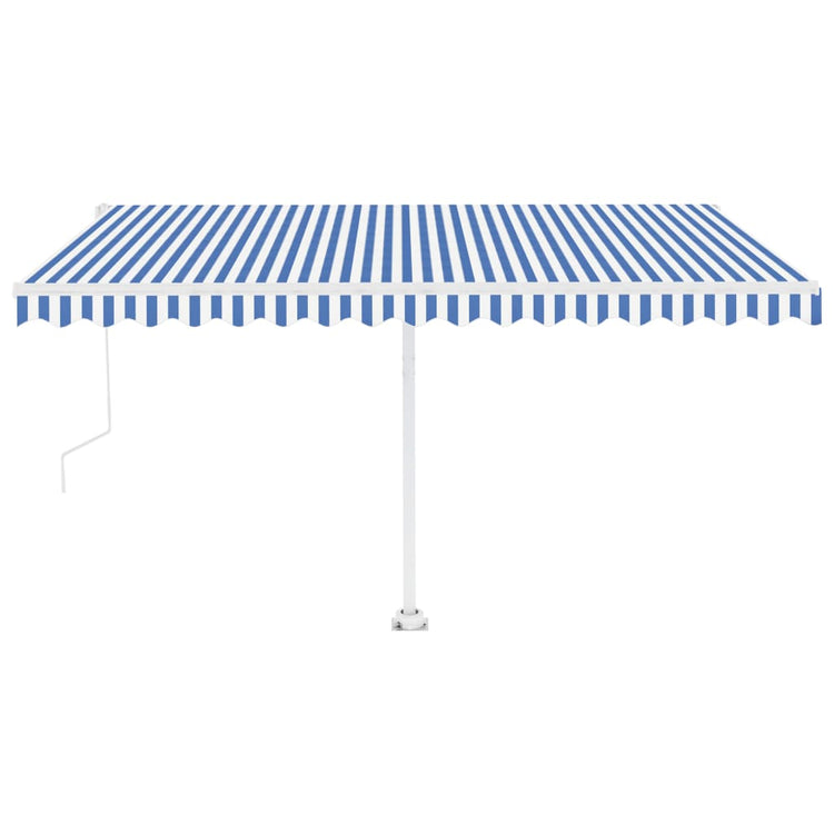 Vidaxl luifel automatique avec led et capteur de vent 450x350 cm blanc bleu