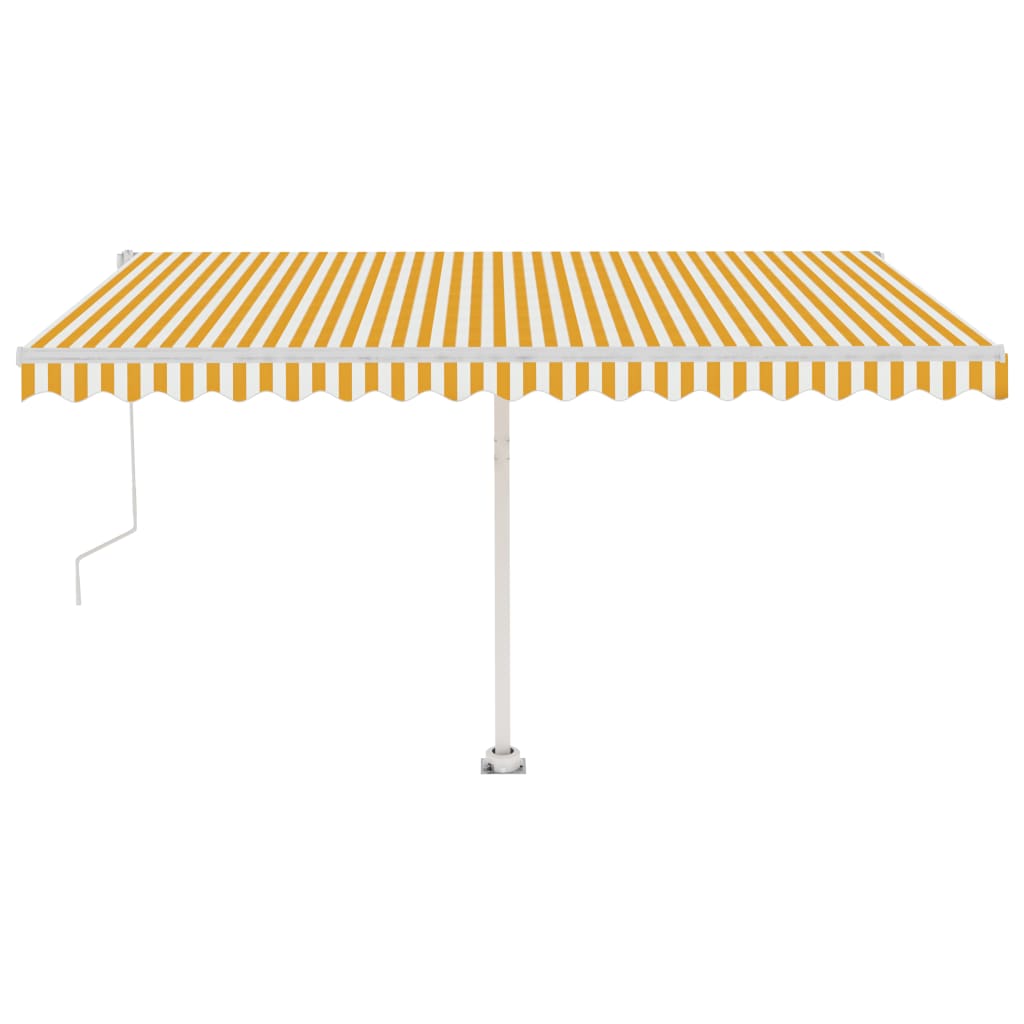 Vidaxl luifel automatique avec led et capteur de vent 450x350 cm blanc jaune