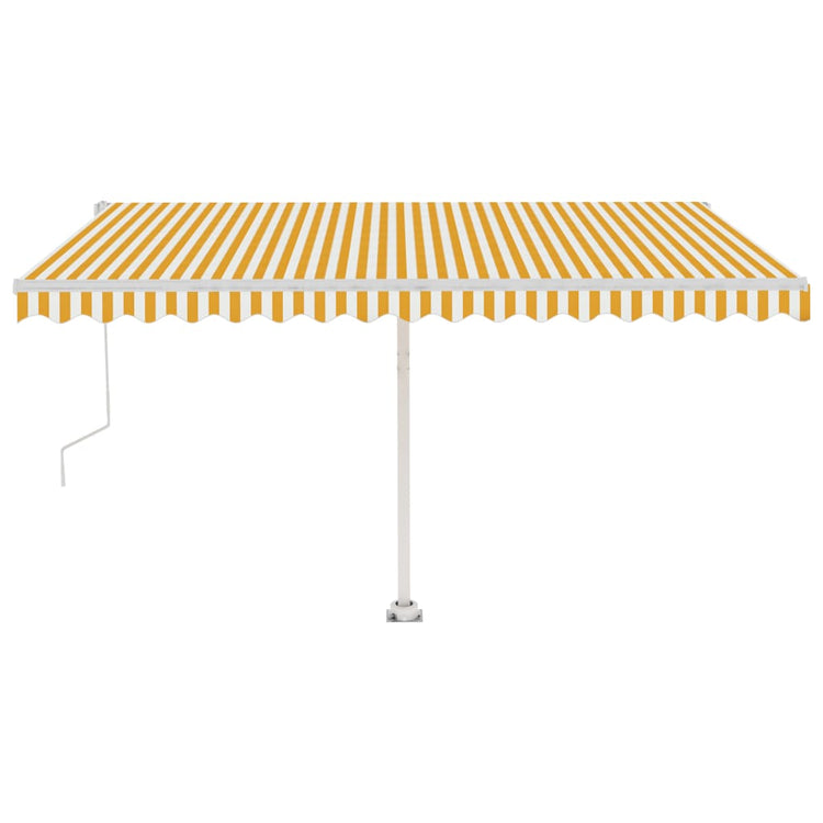 Vidaxl luifel automatique avec led et capteur de vent 450x350 cm blanc jaune