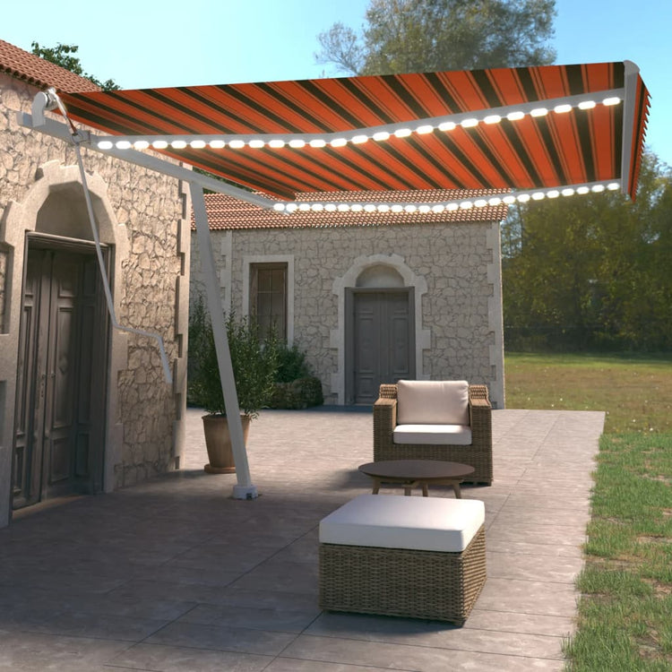 Vidaxl luifel automatique avec capteur de vent LED 450x350 cm brun orange